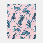 Couverture Polaire Motif asiatique de tigre bleu (Devant)