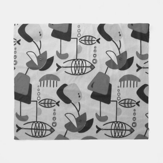 Couverture Polaire Motif atomique noir et blanc (Devant (Horizontal))