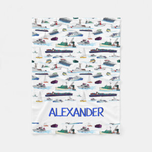 Couverture Polaire Motif au hasard des bateaux et des bateaux personn
