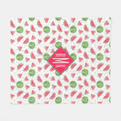 Couverture Polaire Motif au néon de pastèques d'aquarelle (Devant (Horizontal))