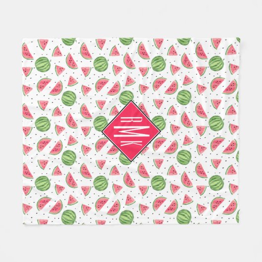 Couverture Polaire Motif au néon de pastèques d'aquarelle (Devant (Horizontal))