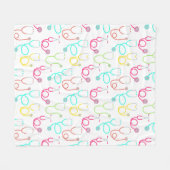 Couverture Polaire Motif au néon de stéthoscope (Devant (Horizontal))