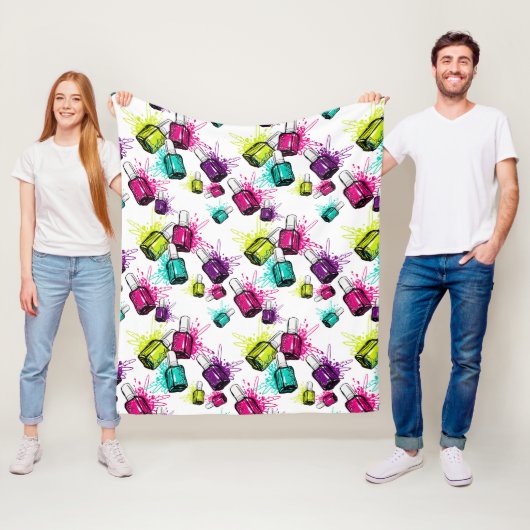 Couverture Polaire Motif au néon de vernis à ongles (En situation)