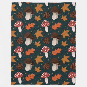 Couverture Polaire Motif Automne et Champignons