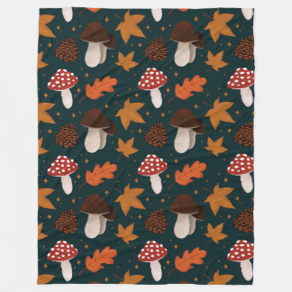 Couverture Polaire Motif Automne et Champignons