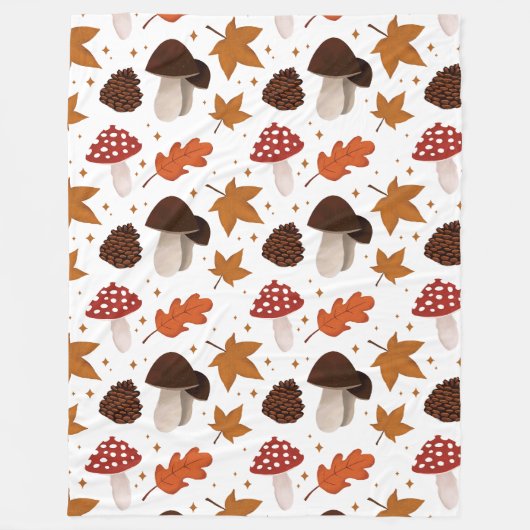 Couverture Polaire Motif Automne et Champignons (Devant)