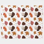 Couverture Polaire Motif Automne et Champignons (Devant (Horizontal))