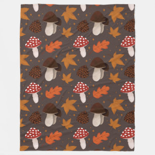 Couverture Polaire Motif Automne et Champignons