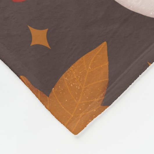 Couverture Polaire Motif Automne et Champignons (Coin)