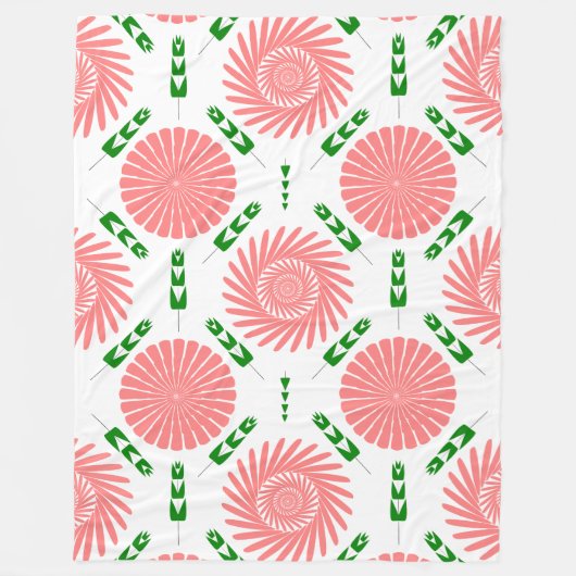 Couverture Polaire motif aux fleurs roses (Devant)