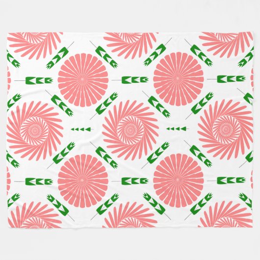 Couverture Polaire motif aux fleurs roses (Devant (Horizontal))