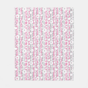 Couverture Polaire Motif avec des coeurs et des fleurs
