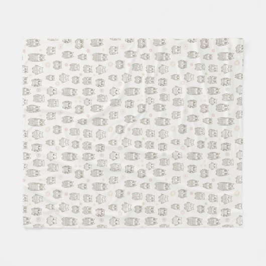 Couverture Polaire Motif avec des hiboux (Devant (Horizontal))