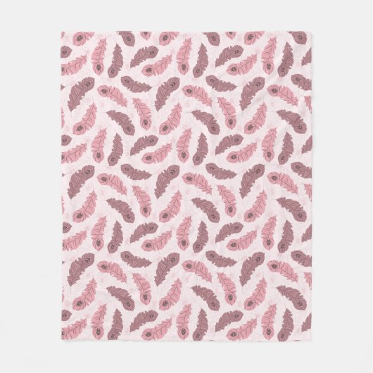 Couverture Polaire motif avec des plumes de paon (Devant)