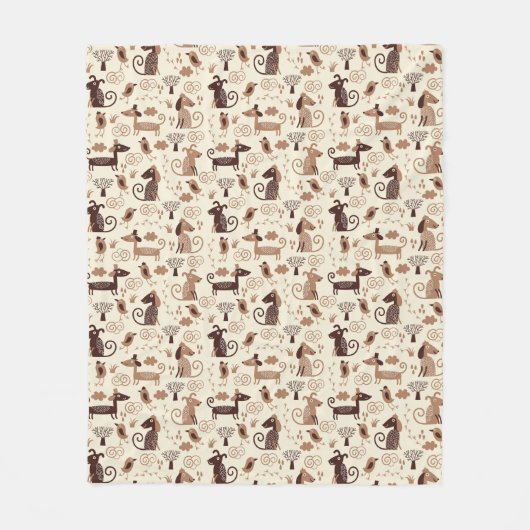 Couverture Polaire motif avec les chiens mignons (Devant)