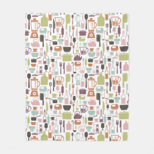 Couverture Polaire Motif avec les icônes colorées de cuisine