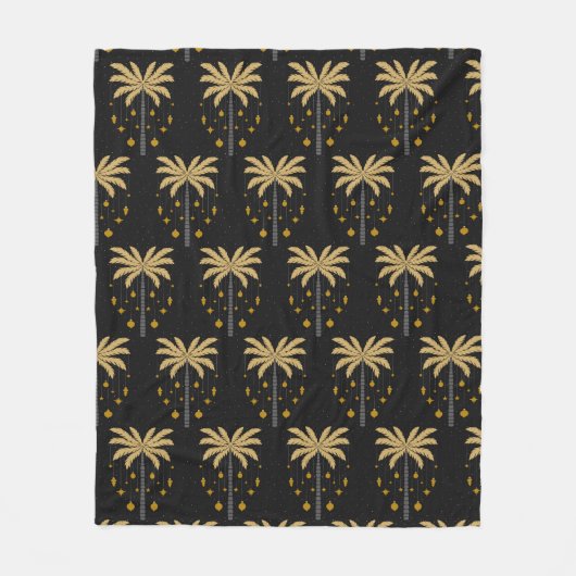 Couverture Polaire Motif avec palmiers et ornements (Devant)