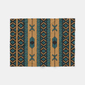 Couverture Polaire Motif Aztèque Noir Tan Turquoise Sud-Ouest (Devant (Horizontal))