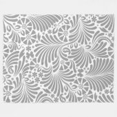 Couverture Polaire Motif Baroque Gris Et Blanc Floral (Devant (Horizontal))