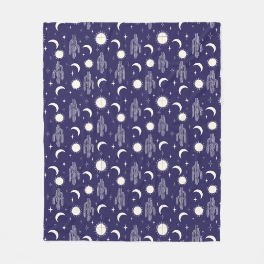 Couverture Polaire Motif blanc Cactus (Devant)