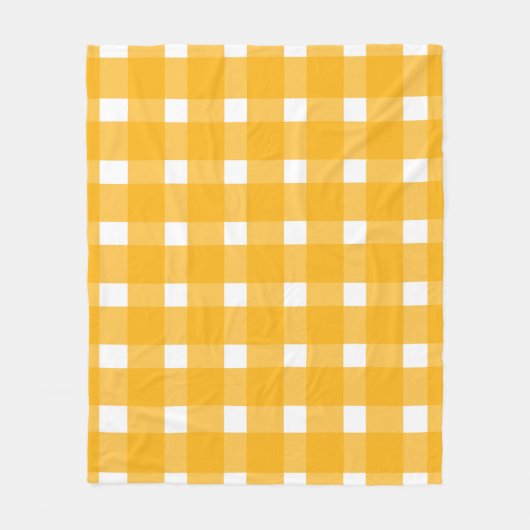 Couverture Polaire Motif blanc En vichy jaune (Devant)
