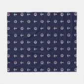 Couverture Polaire Motif blanc et bleu rouge d'Ancre (Devant (Horizontal))