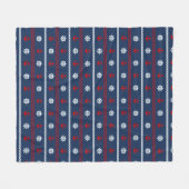 Couverture Polaire Motif blanc et bleu rouge d'océan (Devant (Horizontal))
