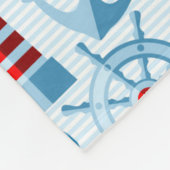 Couverture Polaire Motif blanc et bleu rouge nautique (Coin)