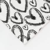 Couverture Polaire Motif blanc noir du coeur de brosse moderne (Coin)