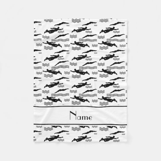 Couverture Polaire Motif blanc nommé personnalisé de natation (Devant)