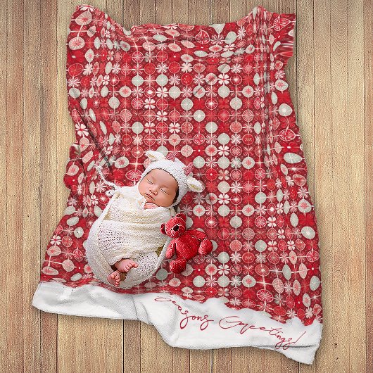 Couverture Polaire Motif blanc rouge Noël #13 ID1009