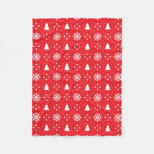 Couverture Polaire Motif blanc rouge traditionnel de Noël de flocons (Devant)