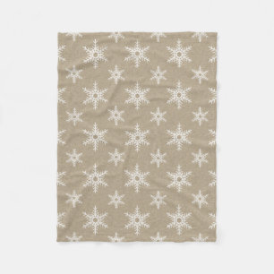 Couverture Polaire Motif blanc rustique de flocon de neige de toile
