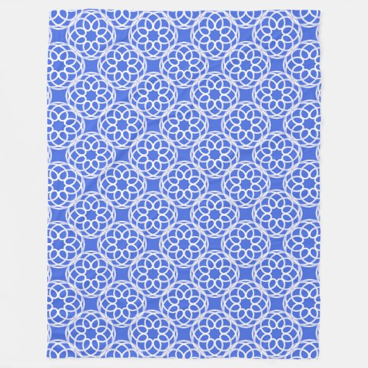 Couverture Polaire Motif bleu blanc géométrique (Devant)