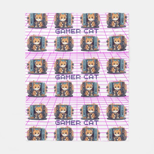 Couverture Polaire Motif bleu chat (Devant)