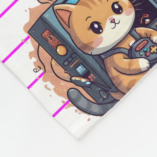 Couverture Polaire Motif bleu chat (Coin)