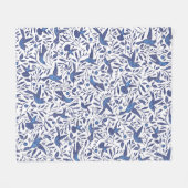 Couverture Polaire Motif bleu confortable d'oiseaux et de feuille de (Devant (Horizontal))