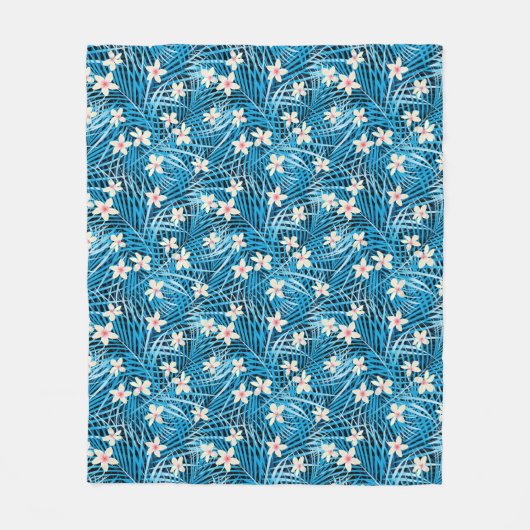 Couverture Polaire Motif bleu de palmettes (Devant)