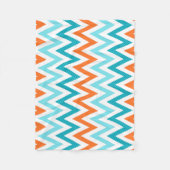 Couverture Polaire Motif bleu de zigzag d'Aqua orange moderne de (Devant)