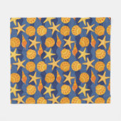 Couverture Polaire Motif bleu et orange de coquillage (Devant (Horizontal))