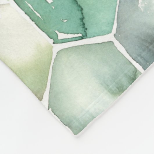 Couverture Polaire Motif bleu et vert de Honycomb d'aquarelle (Coin)