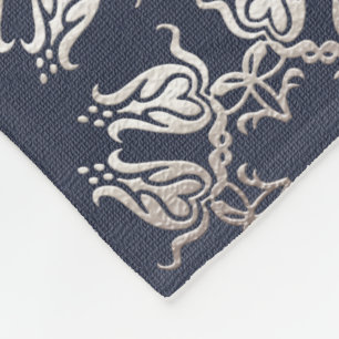 Couverture Polaire motif bleu floral de style baroque
