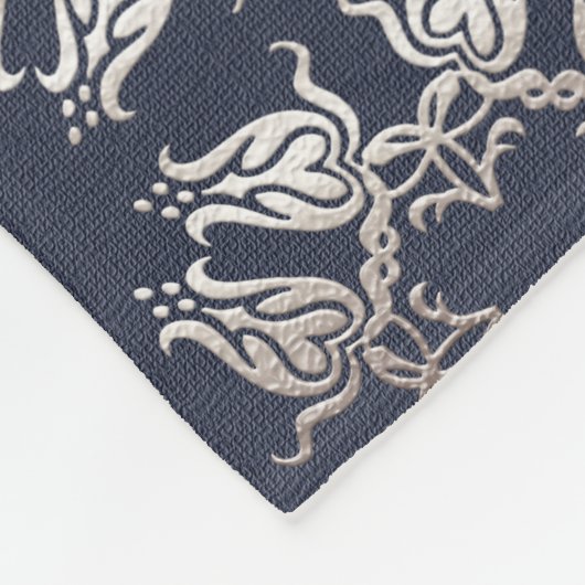 Couverture Polaire motif bleu floral de style baroque (Coin)