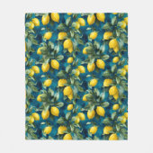 Couverture Polaire Motif bleu jaune aquarelle citron méditerranéen (Devant)