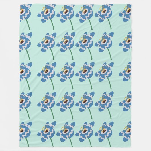 Couverture Polaire Motif bleu ondulé (Devant)