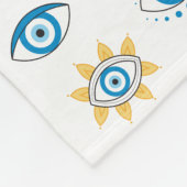 Couverture Polaire Motif bleu, or et blanc de l'oeil grec Mati (Coin)