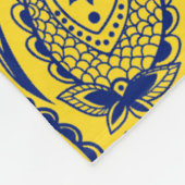 Couverture Polaire Motif bleu Paisley sur Jaune (Coin)