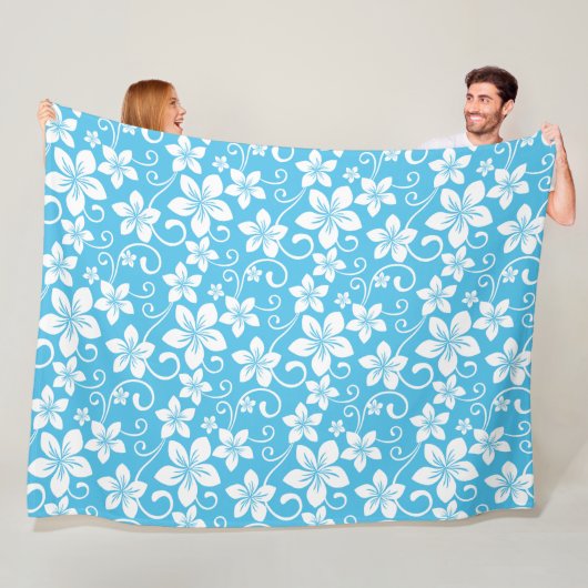COUVERTURE POLAIRE MOTIF BLUE HAWAII (BLEU) (En situation)
