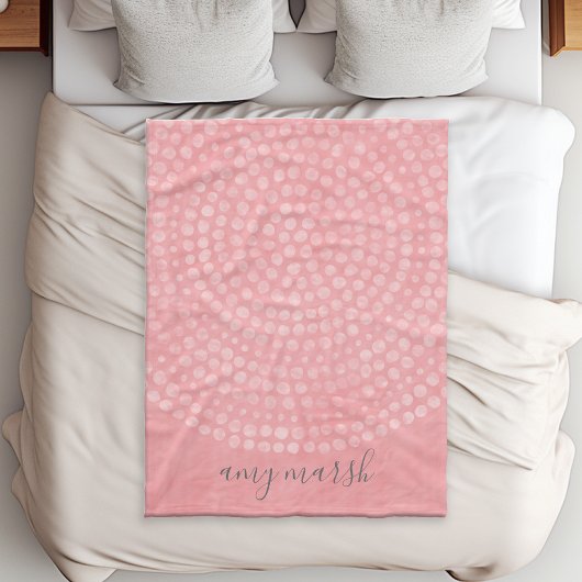 Couverture Polaire Motif Boho Dot moderne avec nom de script bounce