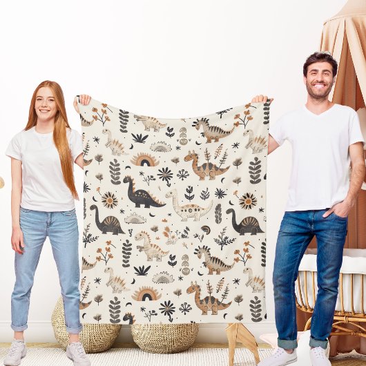 Couverture Polaire Motif Boho Jungle Dinosaur